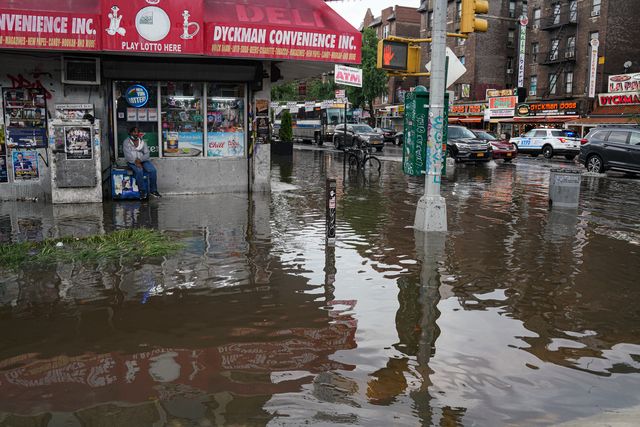Heavy storms cause flooding in Inwood, Manhattan on July 18th, 2022.